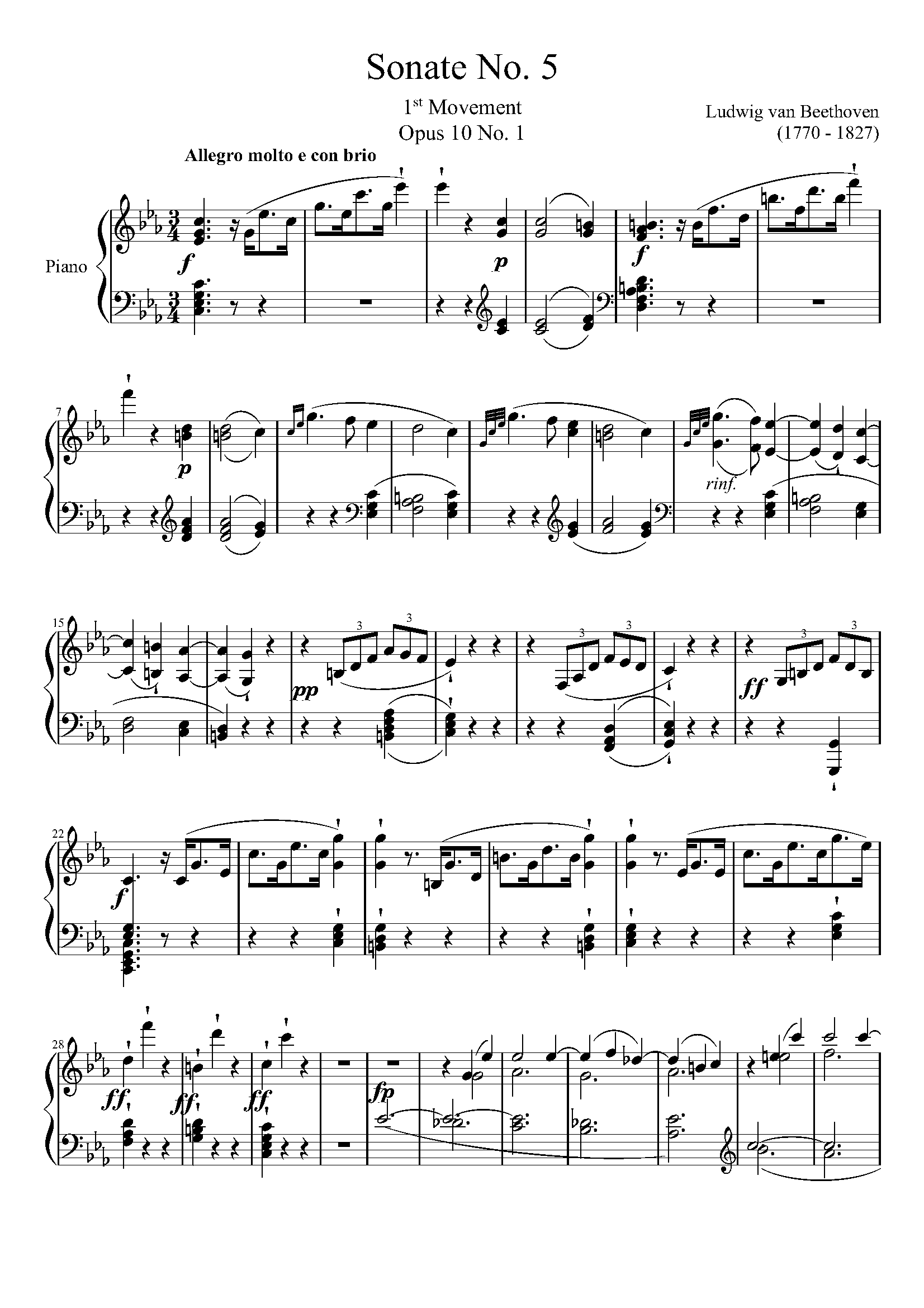 贝多芬第五钢琴奏鸣曲(第一乐章)——op.10-no.