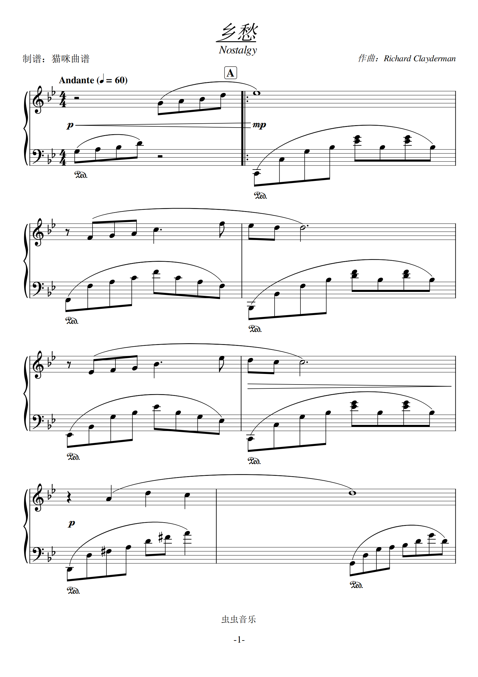 乡愁nostalgy,乡愁 nostalgy钢琴谱,乡愁 nostalgybb