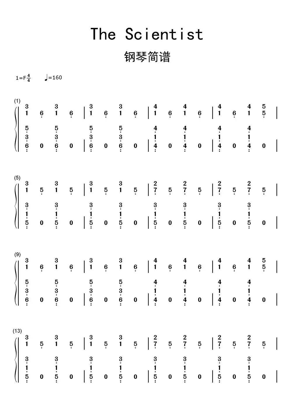 >>the-scientist钢琴简谱乐谱