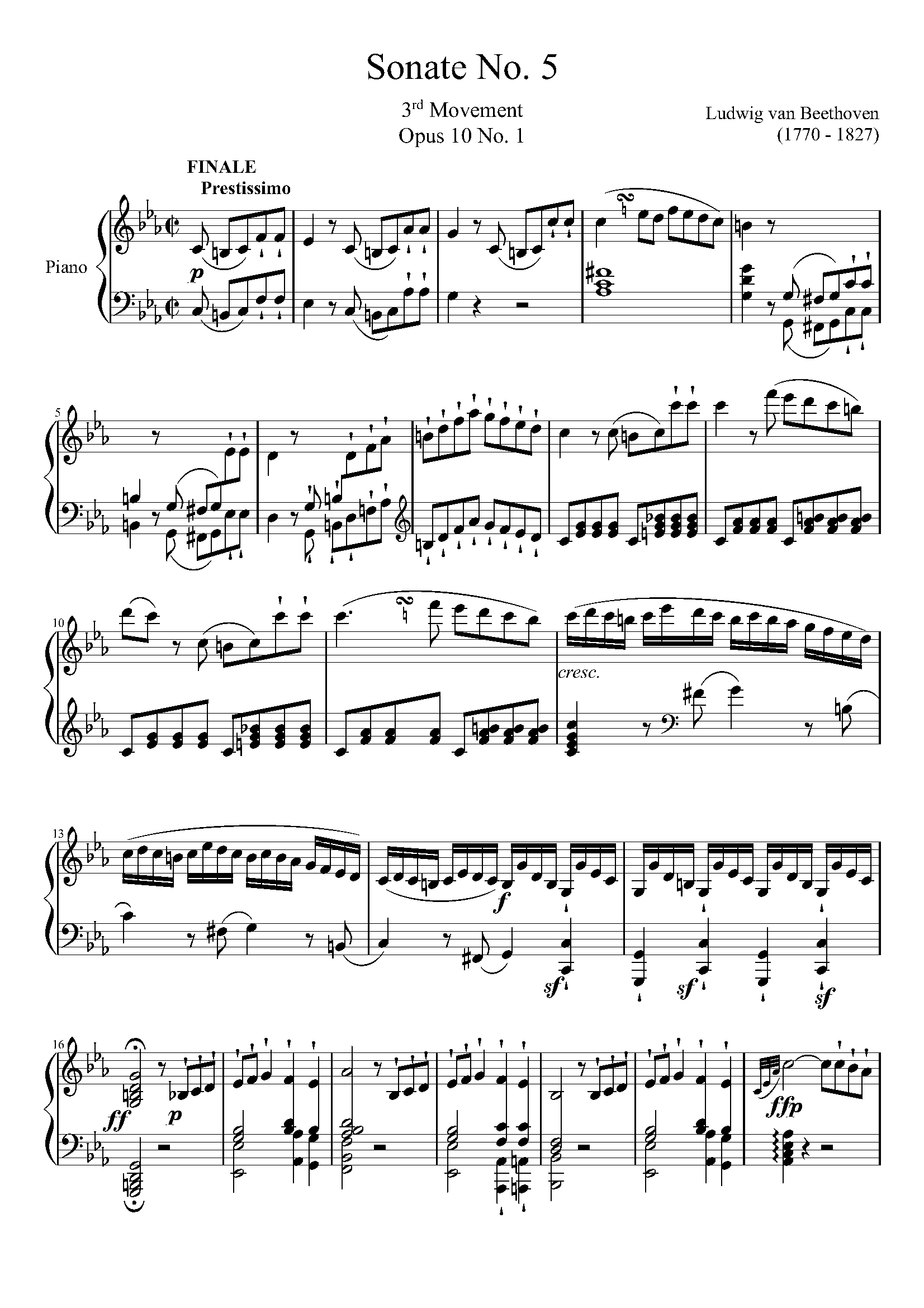贝多芬第五钢琴奏鸣曲第三乐章op10no1
