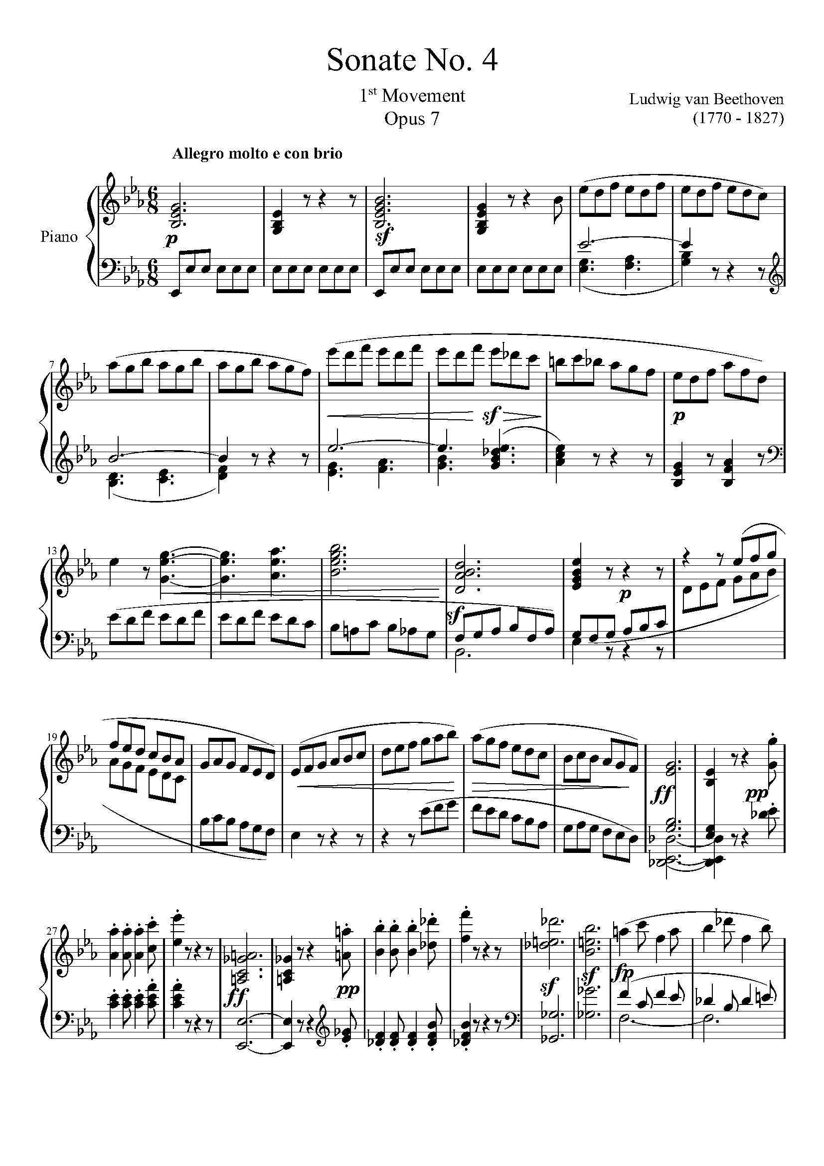 贝多芬第四钢琴奏鸣曲第一乐章op7