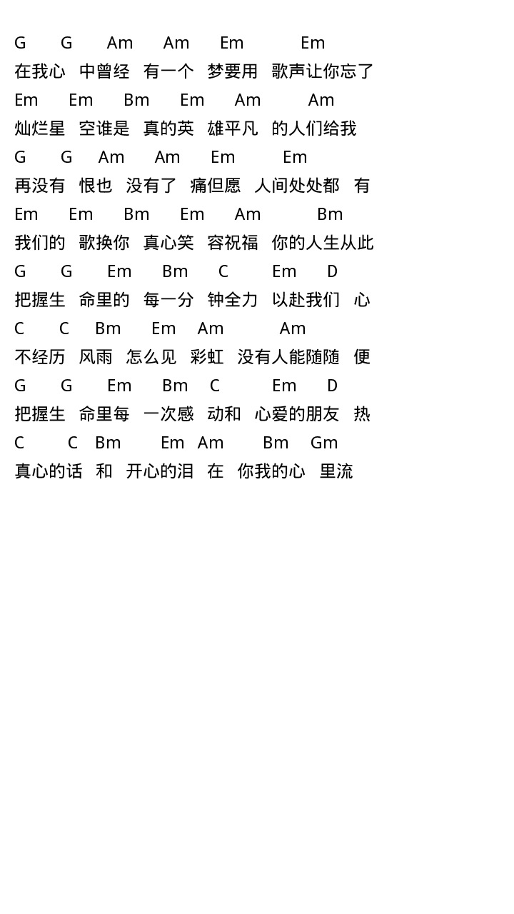 真心英雄吉他谱_-弹唱谱_周华健_吉他弹唱视频_原版吉他谱_虫虫吉他