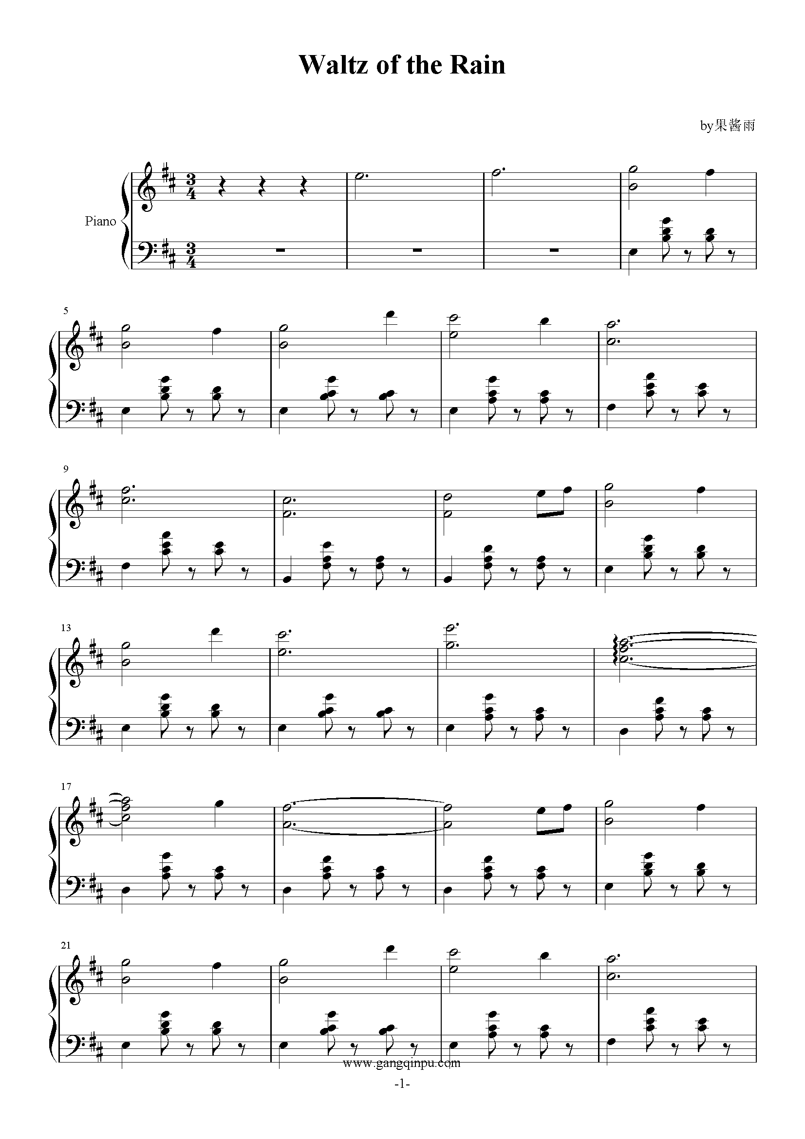 waltz of the rain钢琴谱-果酱雨-虫虫钢琴