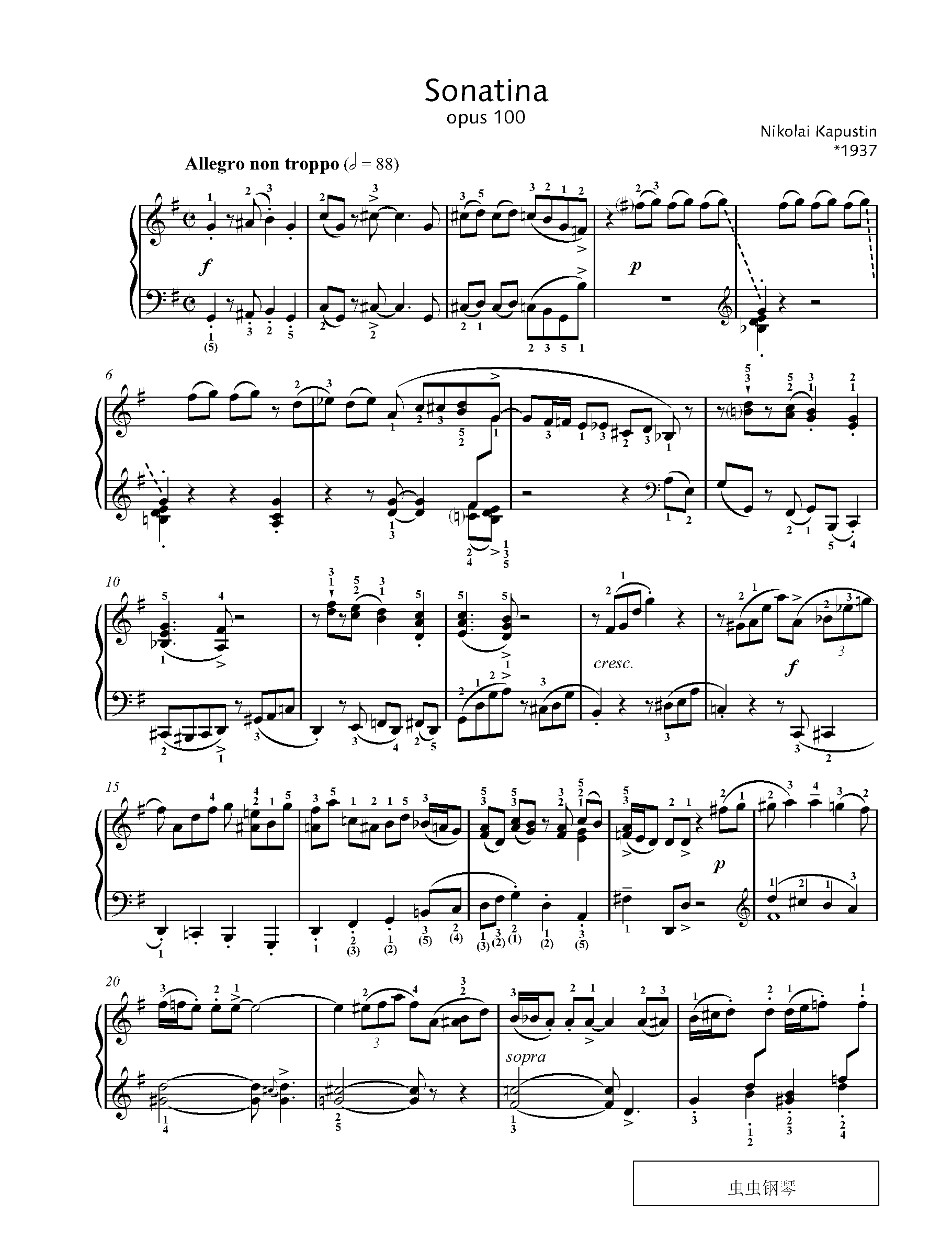 钢琴谱:爵士小奏鸣曲 sonatina op.100