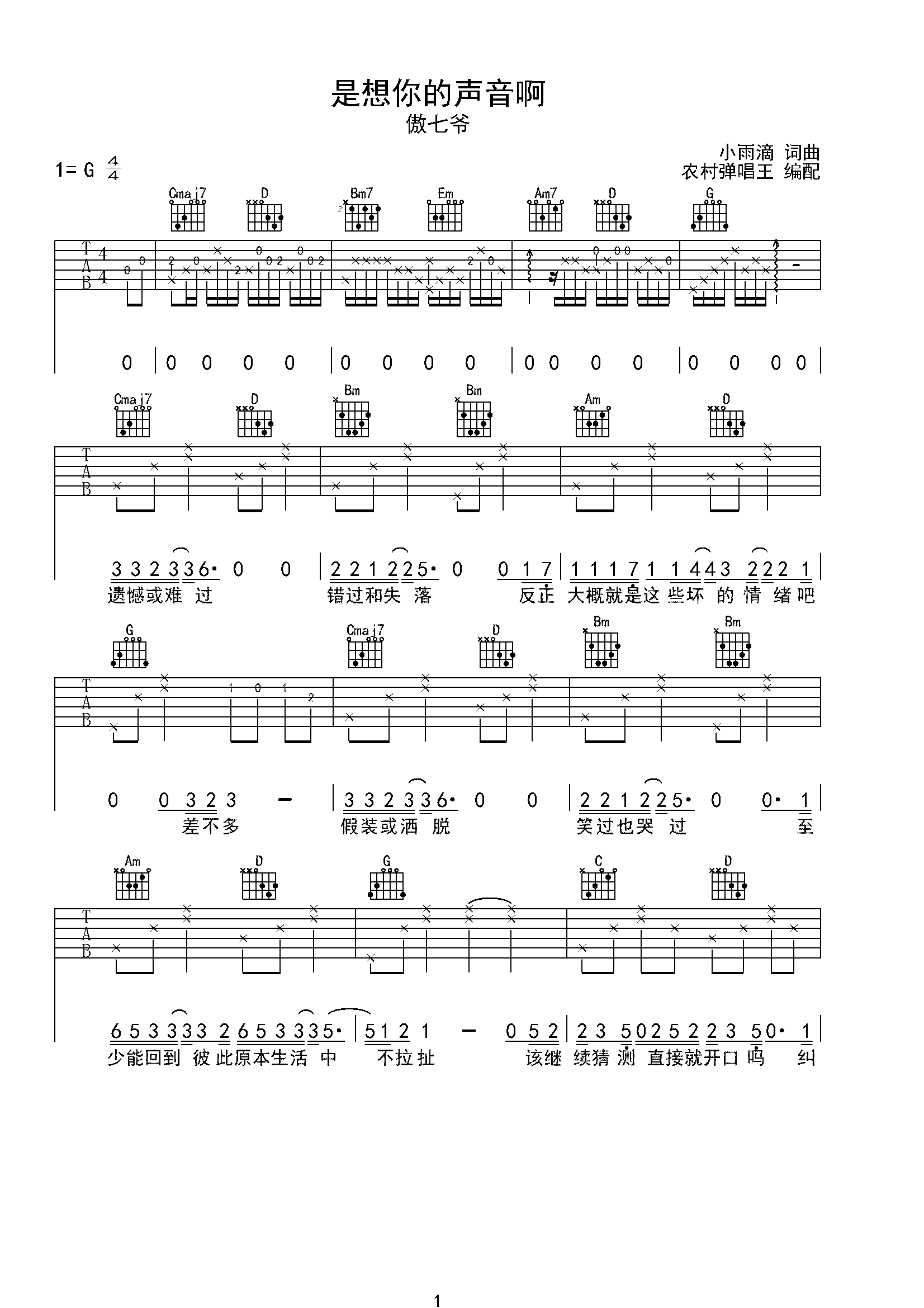 信乐团《北京一夜吉他谱》C调-酷乐谱
