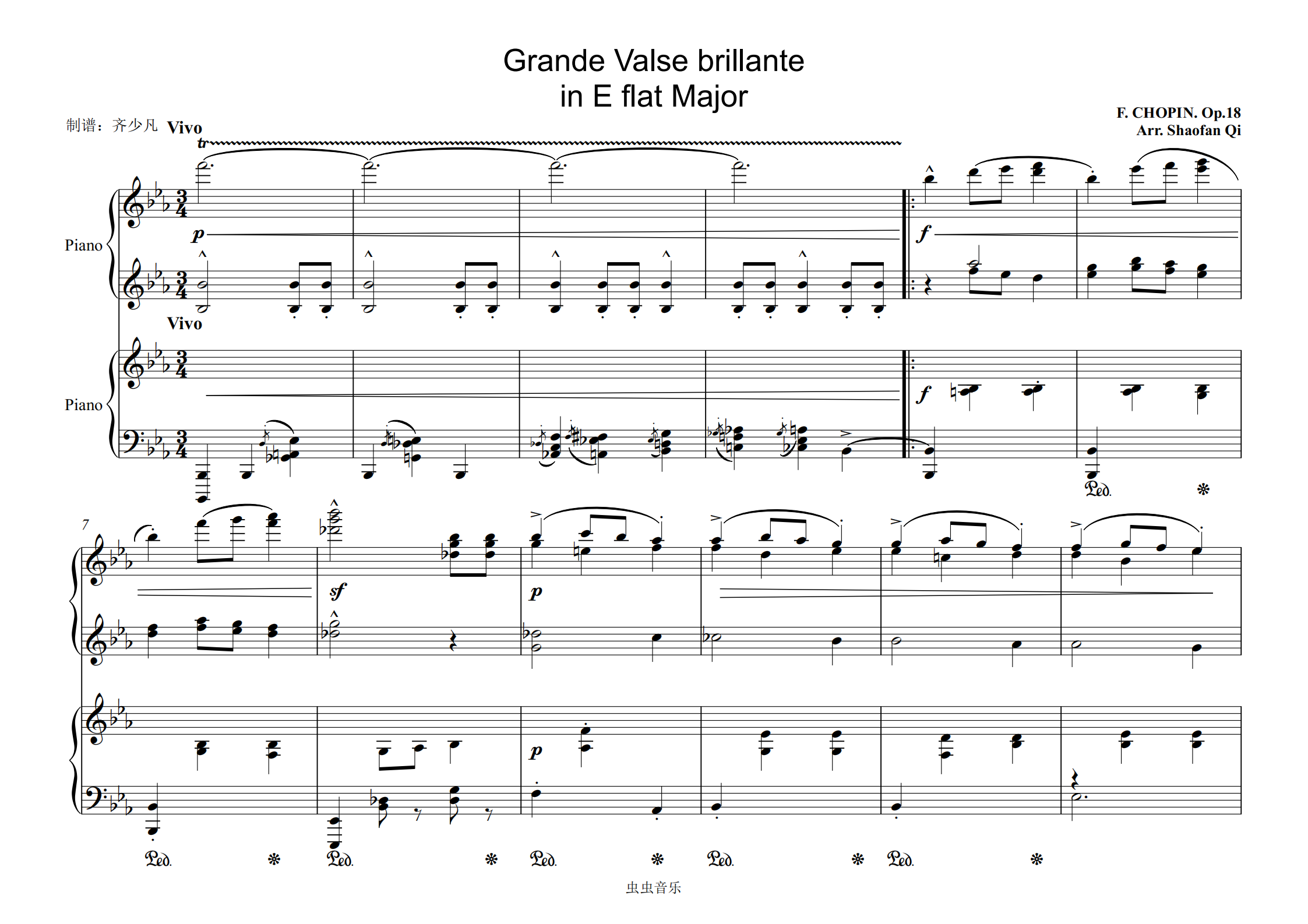 【四手连弹】肖邦华丽大圆舞曲op18