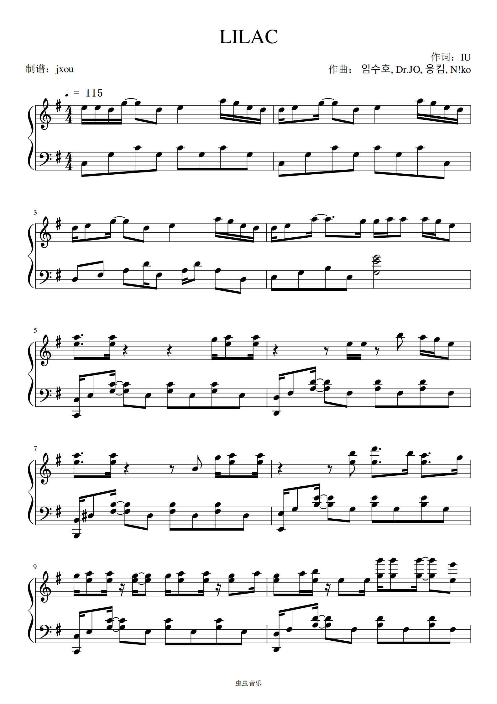 iu-lilac g调高燃改编版钢琴谱-jxou-虫虫钢琴