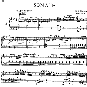 Sonata in bB Major No.3 K.281钢琴谱