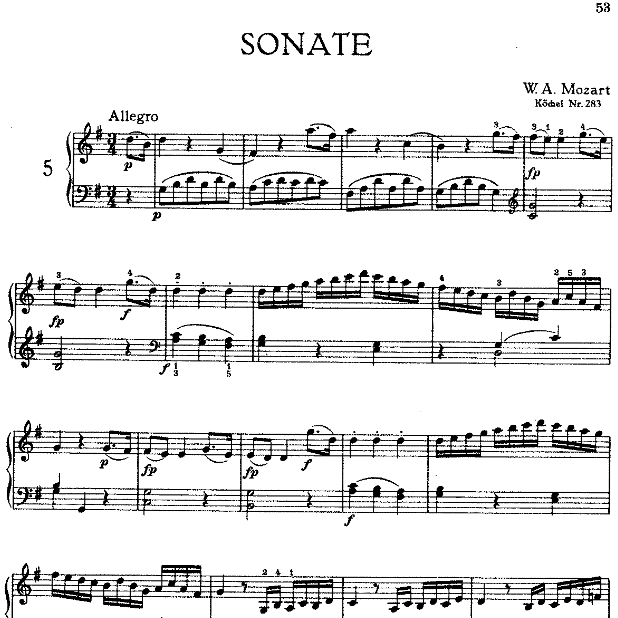 Sonata in G Major No.5 K.283