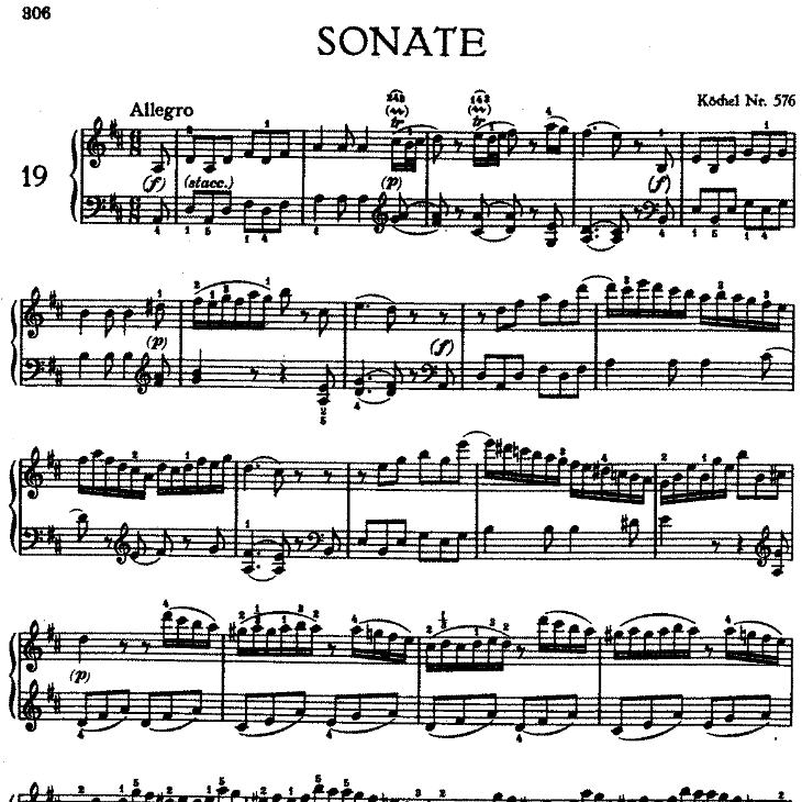 Sonata in D Major No.18 K.576